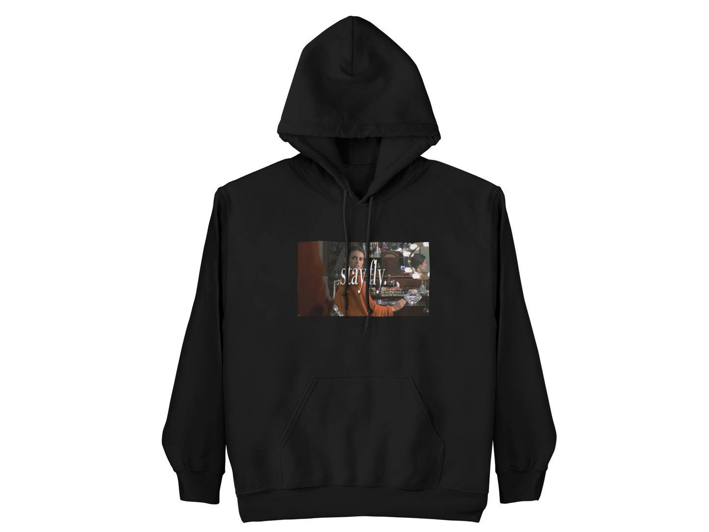 "STAY FLY." QUICK ONE BEFORE DINNER BLACK HOODIE